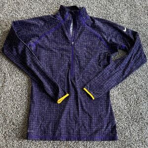 Nike Purple and Yellow Patterned Half-Zip Top